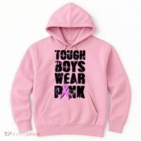 Distressed Tough Boys Wear Pink Breast Cancer Awareness Hoodie thumb 0