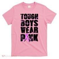 Distressed Tough Boys Wear Pink Breast Cancer Awareness T-Shirt thumb 0
