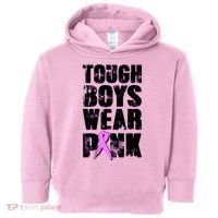 Distressed Tough Boys Wear Pink Breast Cancer Awareness Toddler Hoodie thumb 0