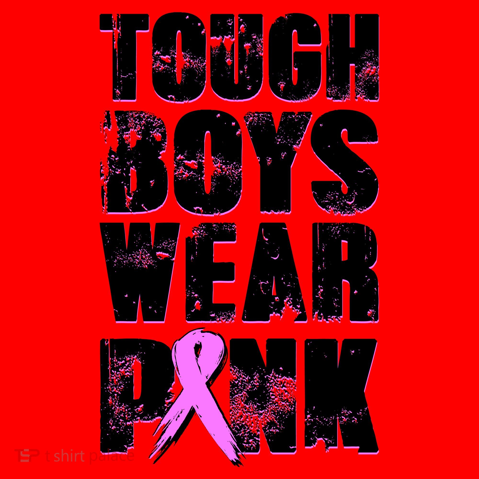 Distressed Tough Boys Wear Pink Breast Cancer Awareness Santa Hat
