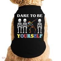 Dare To Be Yourself Autism Awareness Skeleton Doggie Tank thumb 0