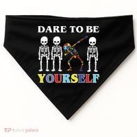 Dare To Be Yourself Autism Awareness Skeleton USA-Made Doggie Bandana thumb 0