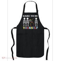 Dare To Be Yourself Autism Awareness Skeleton Apron thumb 0