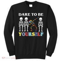 Dare To Be Yourself Autism Awareness Skeleton Sweatshirt thumb 0