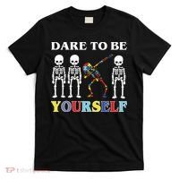 Dare To Be Yourself Autism Awareness Skeleton T-Shirt thumb 0