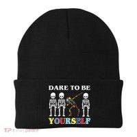 Dare To Be Yourself Autism Awareness Skeleton Beanie thumb 0