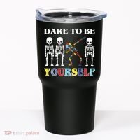 Dare To Be Yourself Autism Awareness Skeleton Tumbler thumb 0
