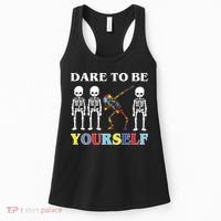 Dare To Be Yourself Autism Awareness Skeleton Women's Tank Top thumb 0