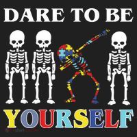 Dare To Be Yourself Autism Awareness Skeleton Hat thumb 2