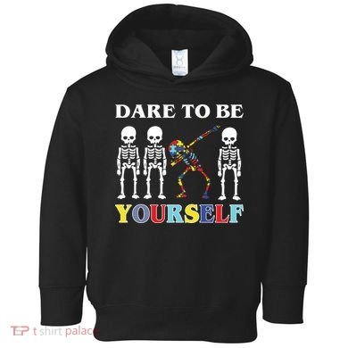 Dare To Be Yourself Autism Awareness Skeleton Toddler Hoodie