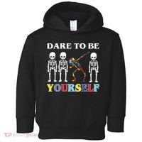 Dare To Be Yourself Autism Awareness Skeleton Toddler Hoodie thumb 0
