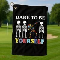 Dare To Be Yourself Autism Awareness Skeleton Golf Towel thumb 1