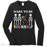 Dare To Be Yourself Autism Awareness Skeleton Women's Long Sleeve Shirt thumb 0
