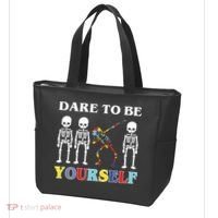 Dare To Be Yourself Autism Awareness Skeleton Tote Bag thumb 3