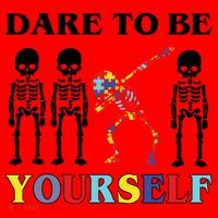 Dare To Be Yourself Autism Awareness Skeleton Santa Hat thumb 1