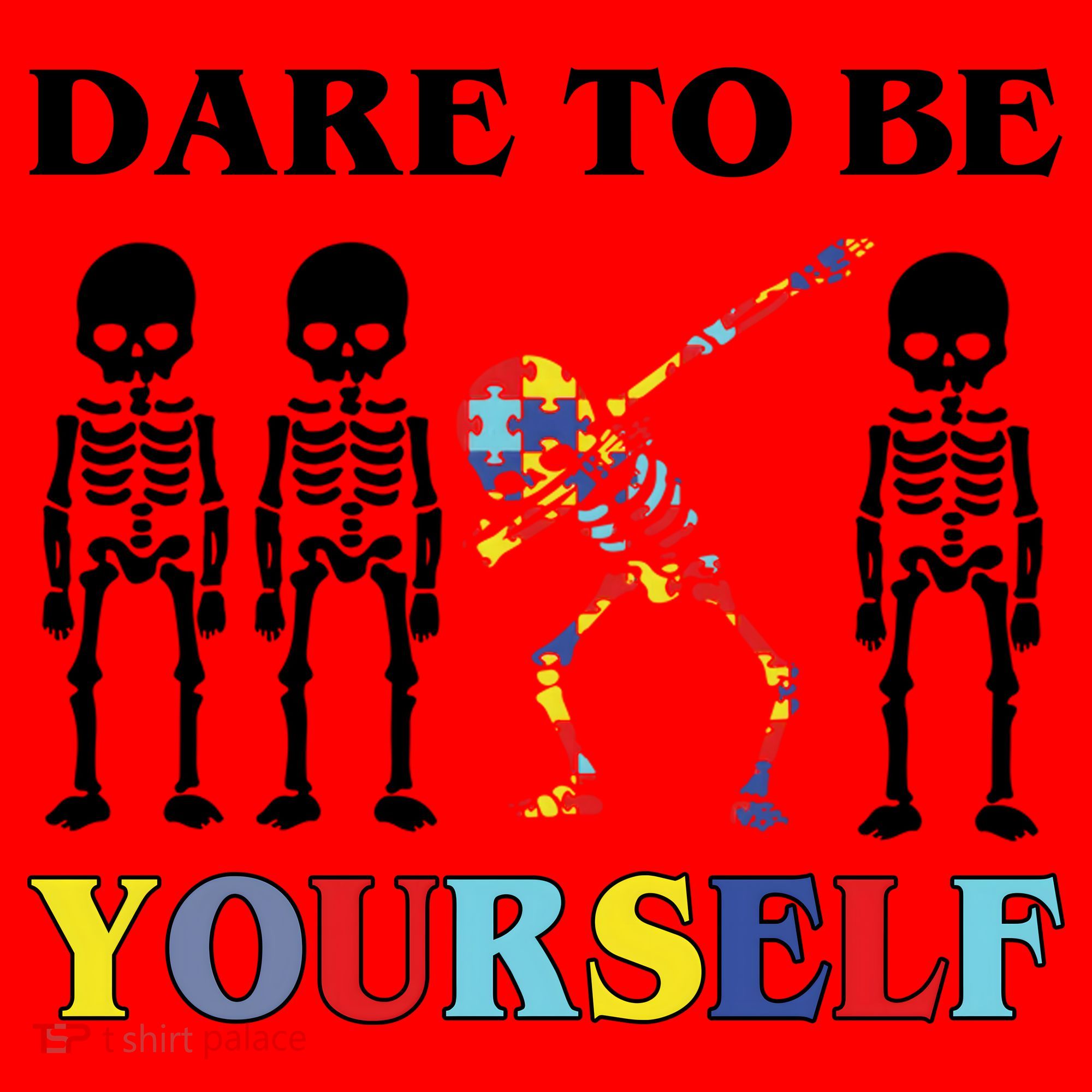 Dare To Be Yourself Autism Awareness Skeleton Santa Hat