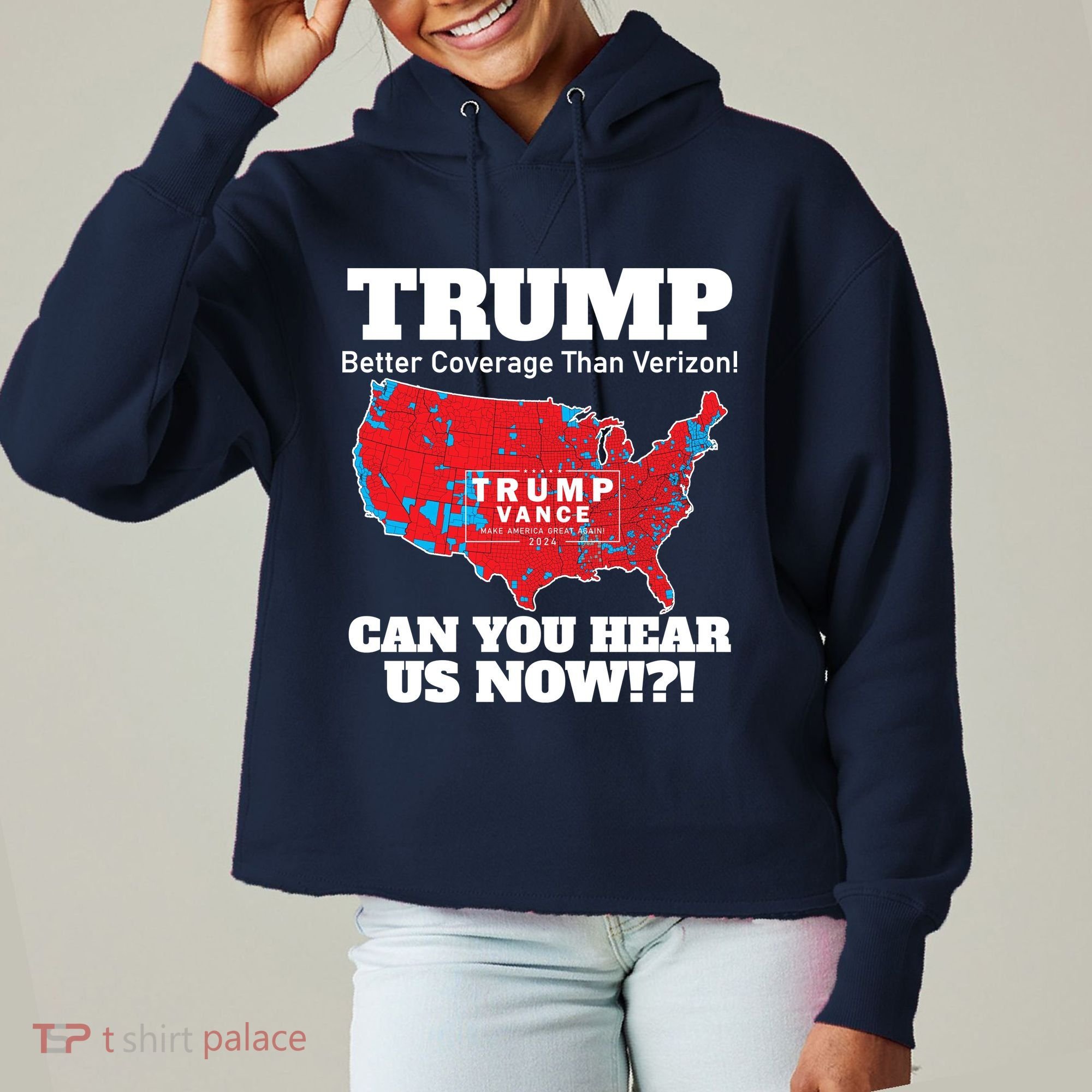 Donald Trump Better Coverage Can You Hear Us Now Electoral Map 2024 Ladies Heavyweight Boxy Pullover Hoodie
