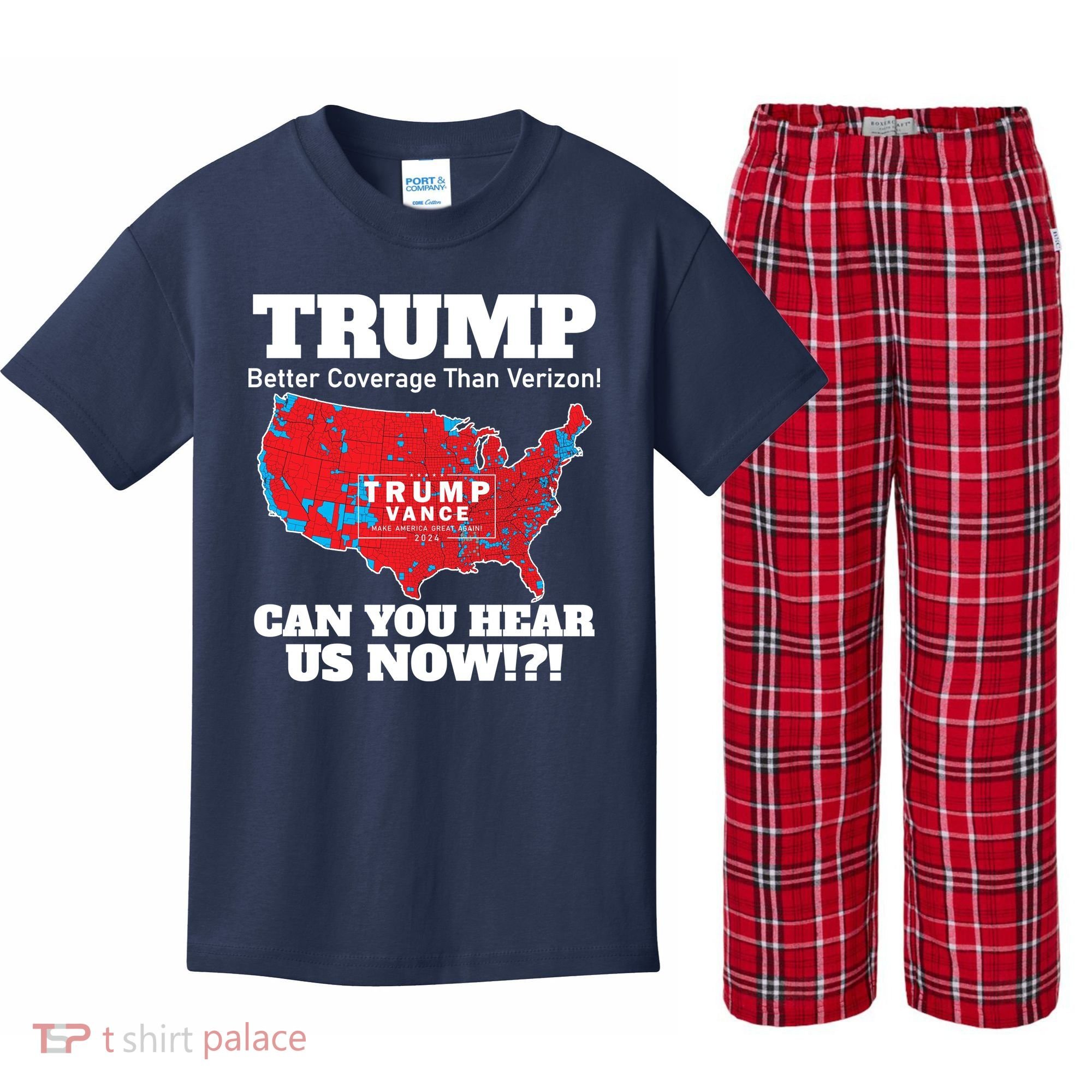 Donald Trump Better Coverage Can You Hear Us Now Electoral Map 2024 Kids Plaid Pajama Set