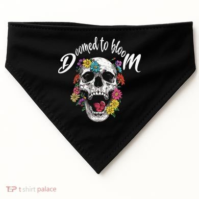 Doomed to Bloom Skull and Flowers Sobriety USA-Made Doggie Bandana