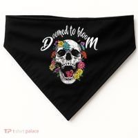 Doomed to Bloom Skull and Flowers Sobriety USA-Made Doggie Bandana thumb 0