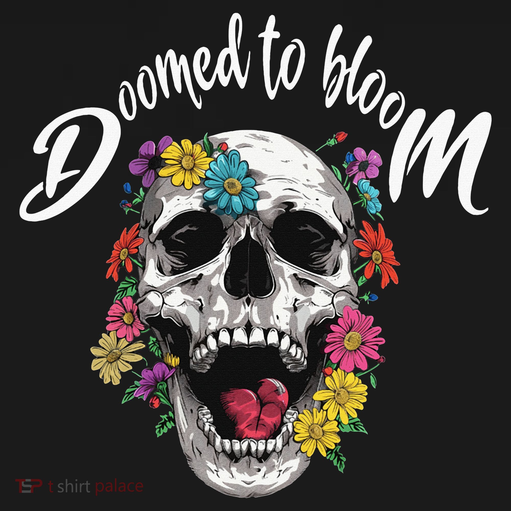 Doomed to Bloom Skull and Flowers Sobriety USA-Made Doggie Bandana