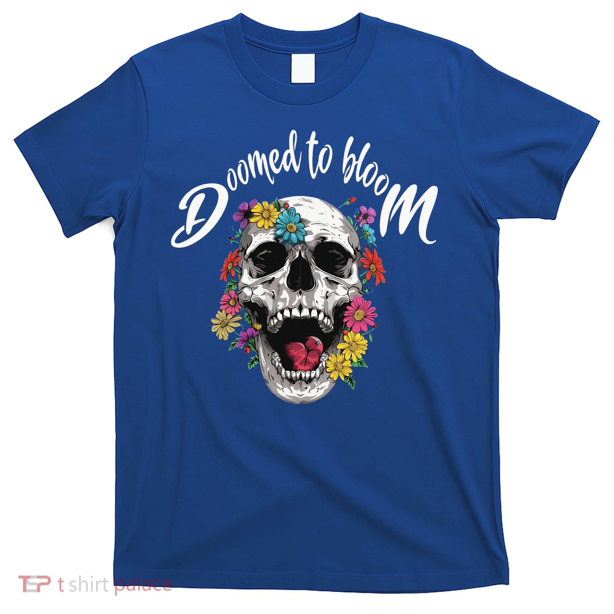 Doomed to Bloom Skull and Flowers Sobriety T-Shirt
