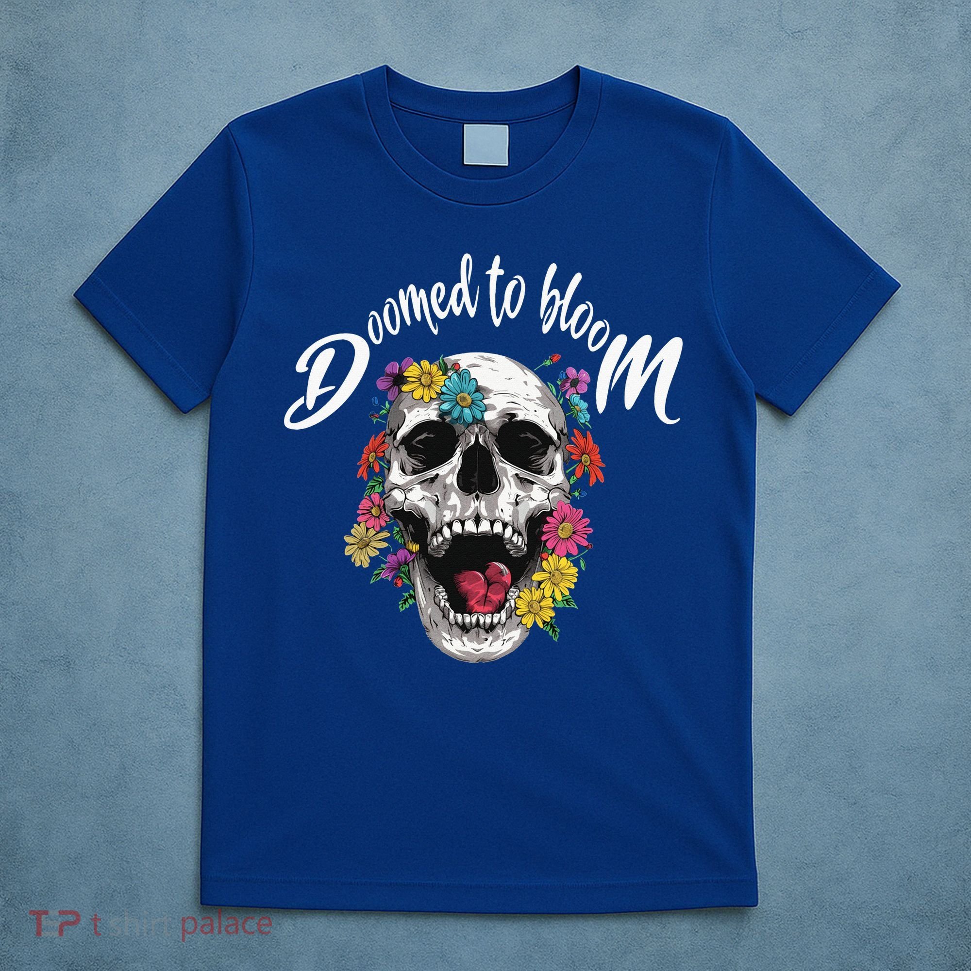 Doomed to Bloom Skull and Flowers Sobriety T-Shirt