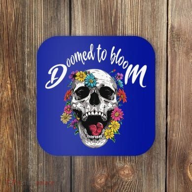 Doomed to Bloom Skull and Flowers Sobriety Coaster