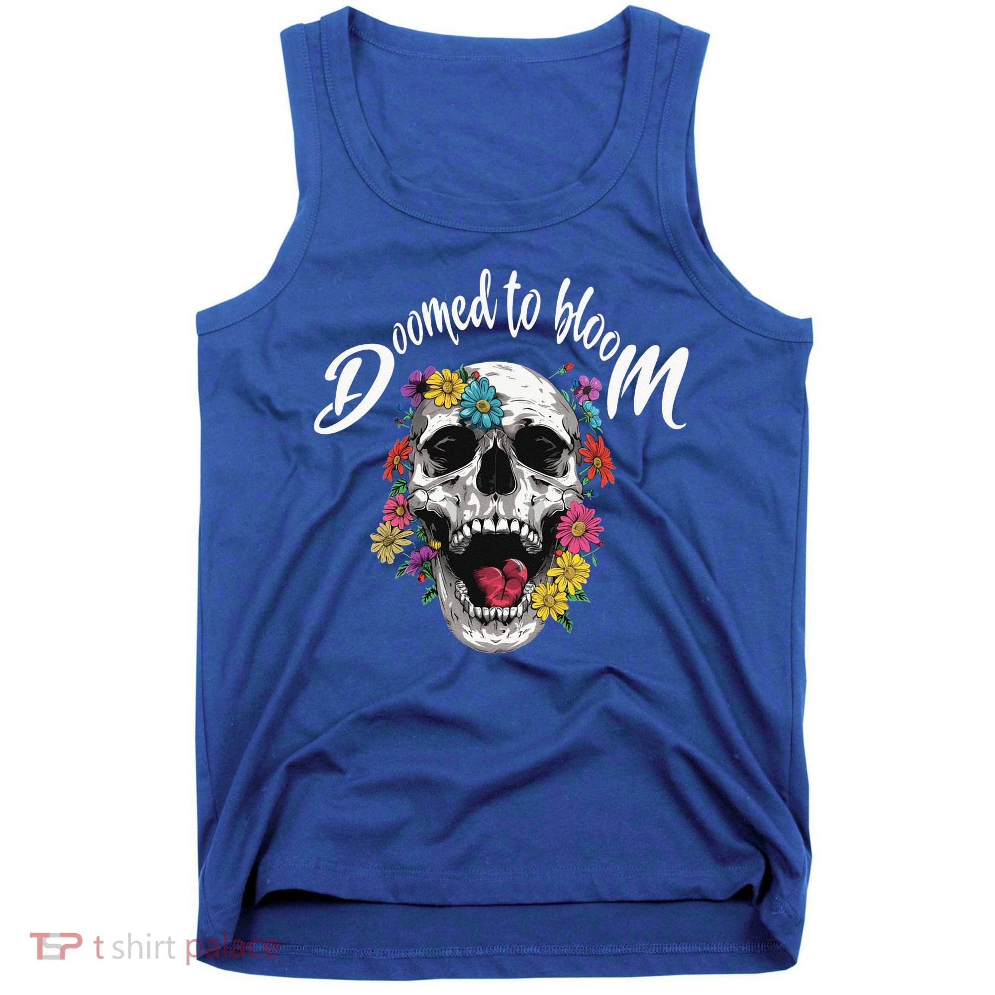 Doomed to Bloom Skull and Flowers Sobriety Tank Top
