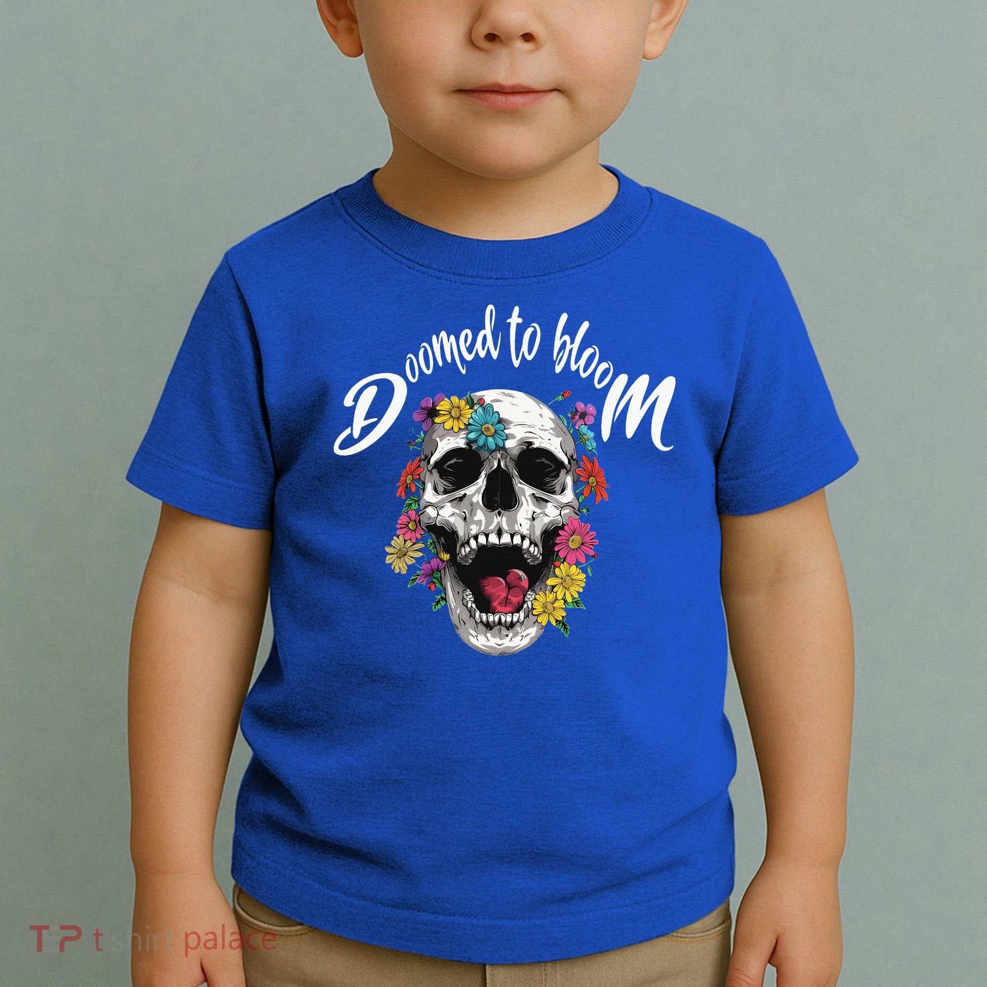 Doomed to Bloom Skull and Flowers Sobriety Toddler T-Shirt