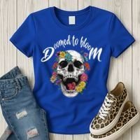 Doomed to Bloom Skull and Flowers Sobriety Women's T-Shirt thumb 3