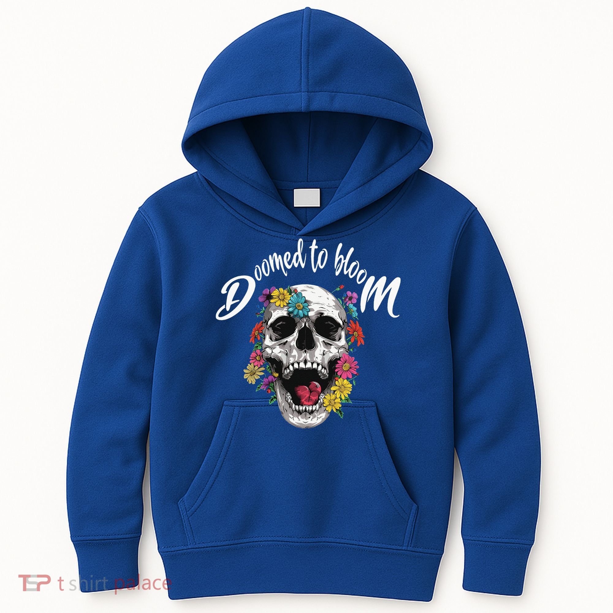 Doomed to Bloom Skull and Flowers Sobriety Kids Hoodie