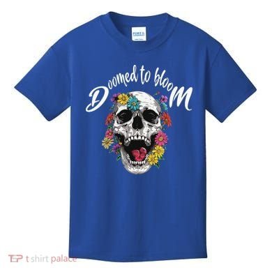 Doomed to Bloom Skull and Flowers Sobriety Kids T-Shirt
