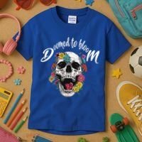 Doomed to Bloom Skull and Flowers Sobriety Kids T-Shirt thumb 3