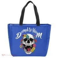 Doomed to Bloom Skull and Flowers Sobriety Tote Bag thumb 0