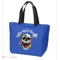 Doomed to Bloom Skull and Flowers Sobriety Tote Bag thumb 3