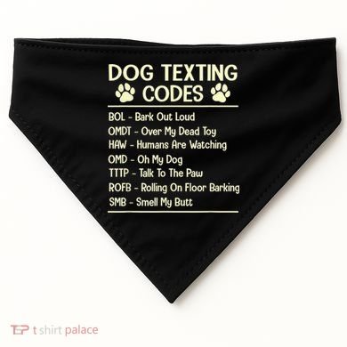 Dog Texting Codes Funny Dog Lover USA-Made Doggie Bandana