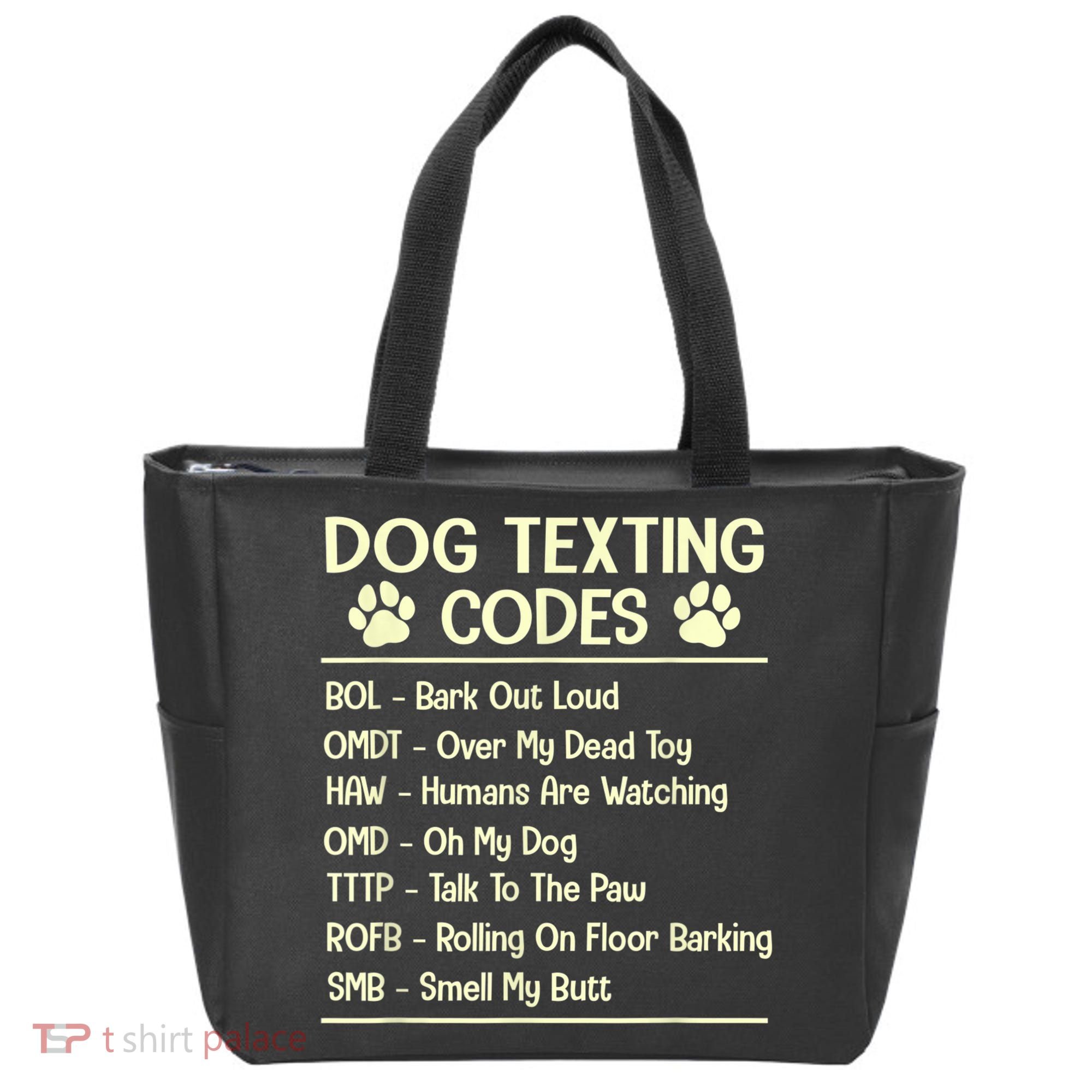 Dog Texting Codes Funny Dog Lover Tote Bag