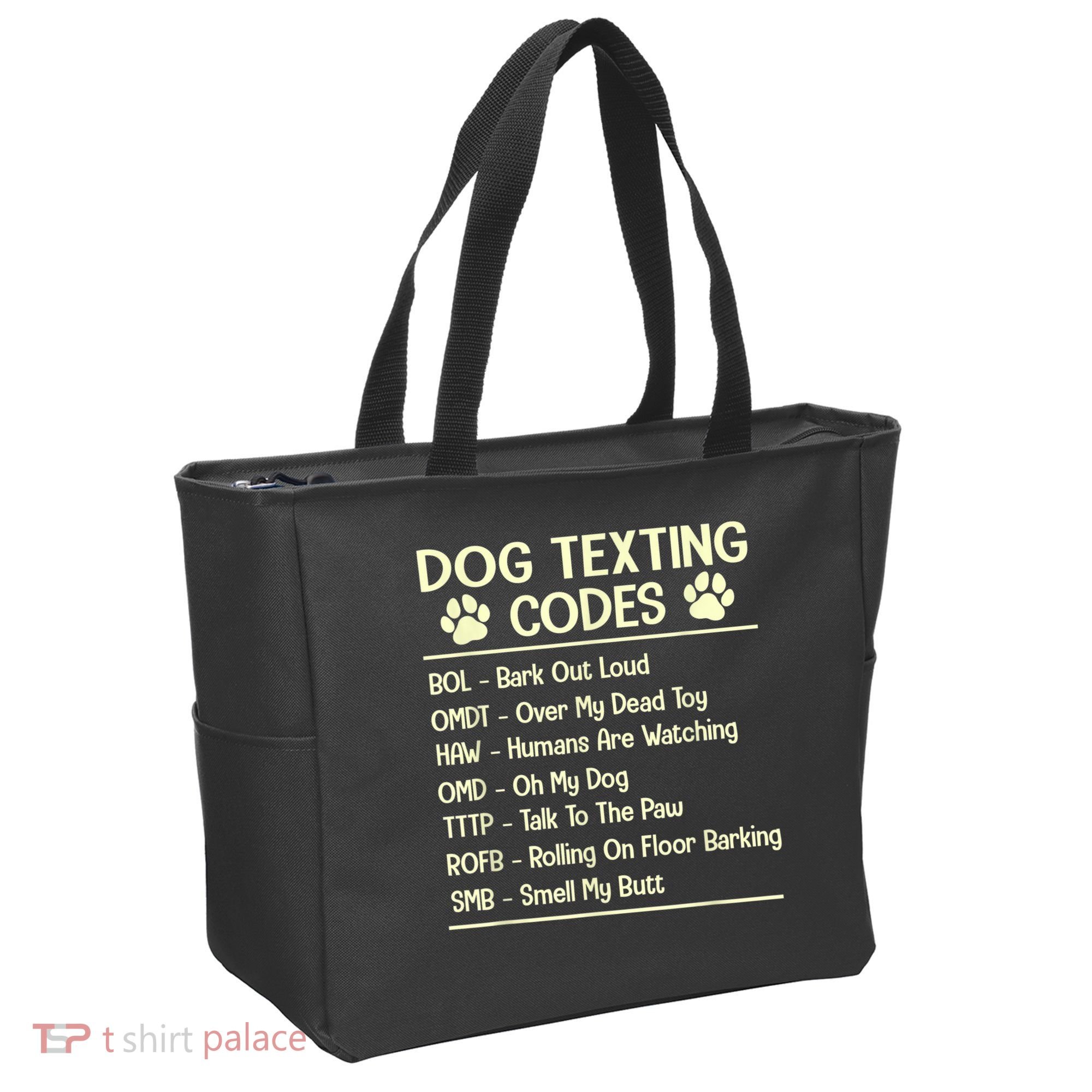 Dog Texting Codes Funny Dog Lover Tote Bag