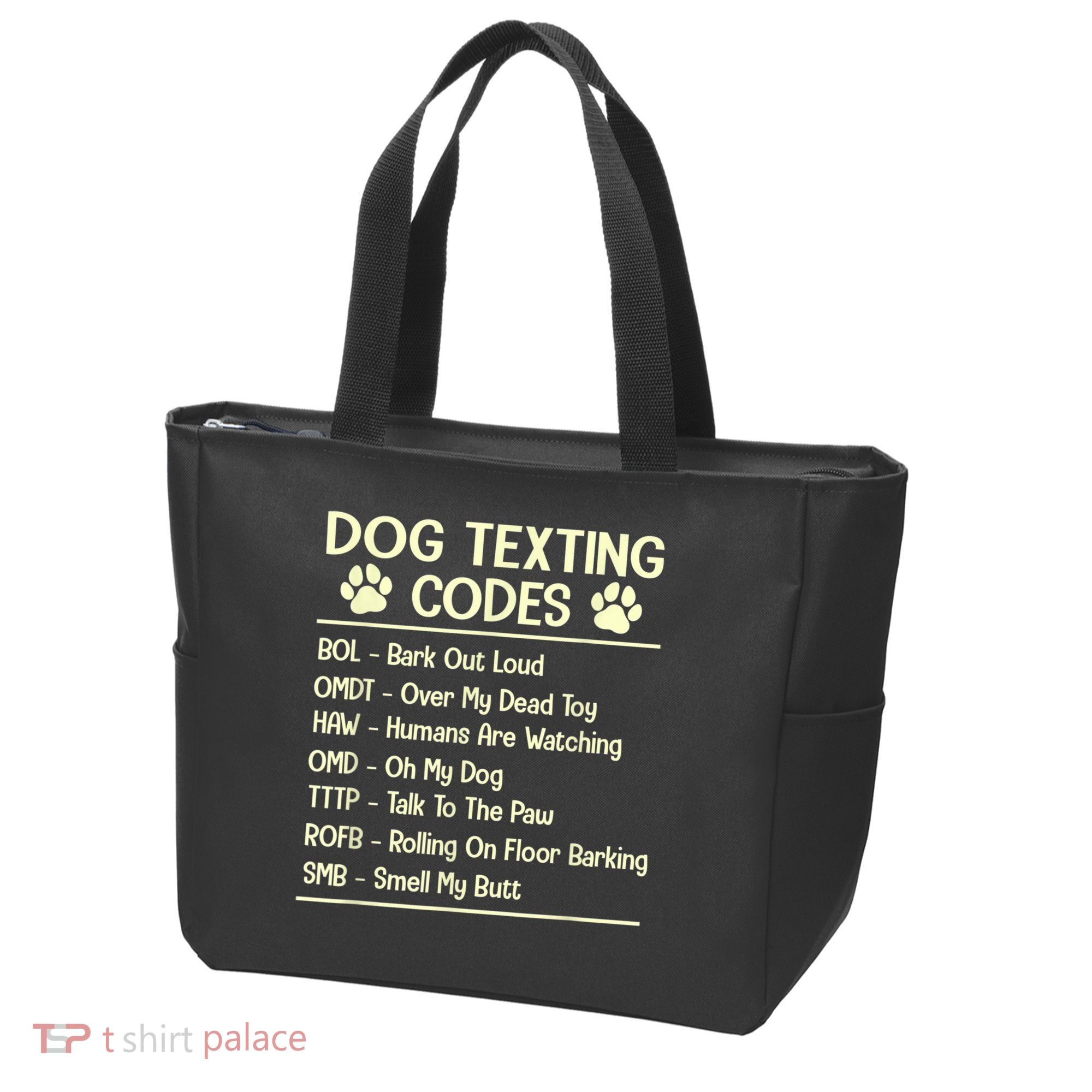 Dog Texting Codes Funny Dog Lover Tote Bag