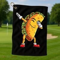 Dabbing Taco Cinco de Mayo Funny Mexican Food Dab Golf Towel thumb 1