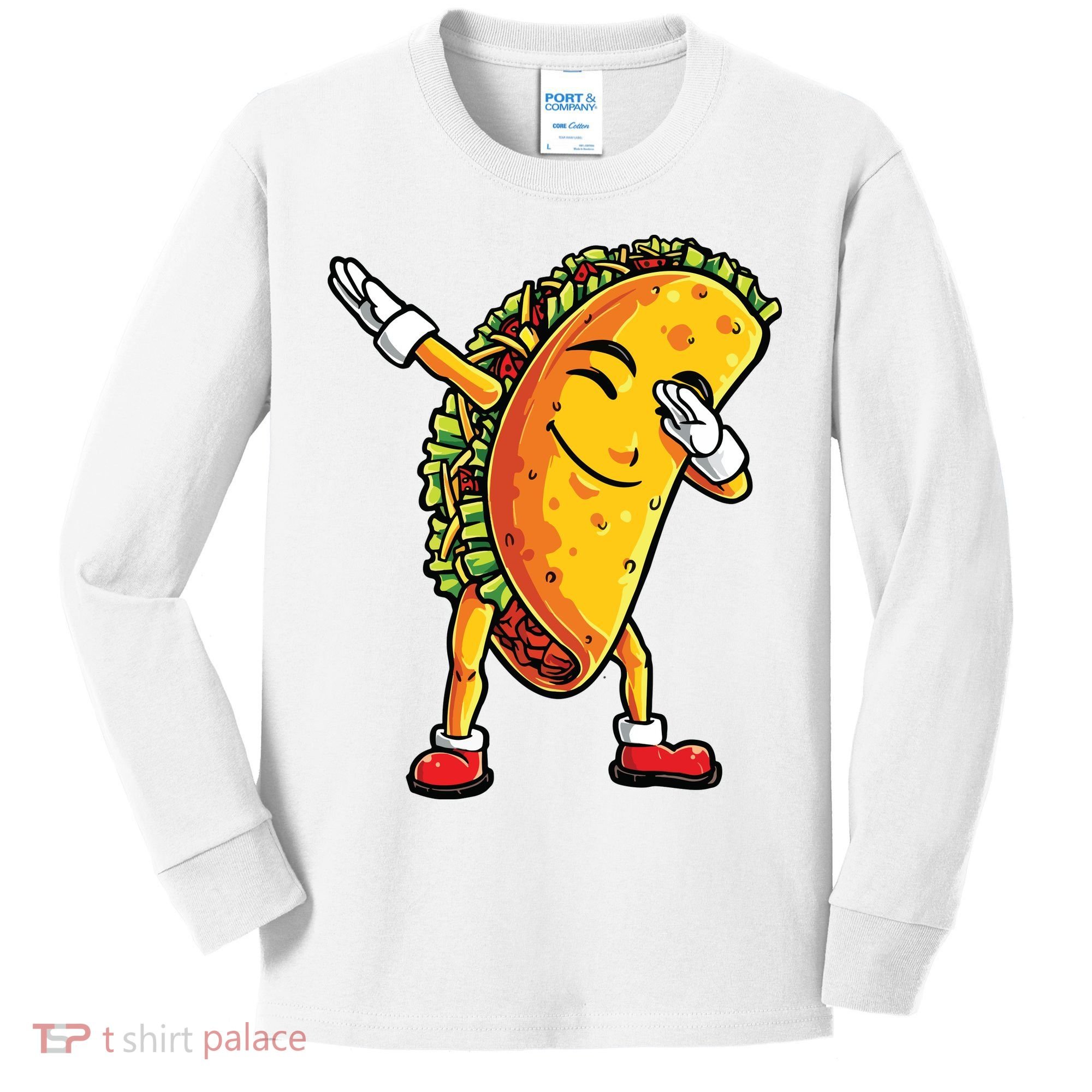 Dabbing Taco Cinco De Mayo Funny Mexican Dab Kids Long Sleeve Shirt