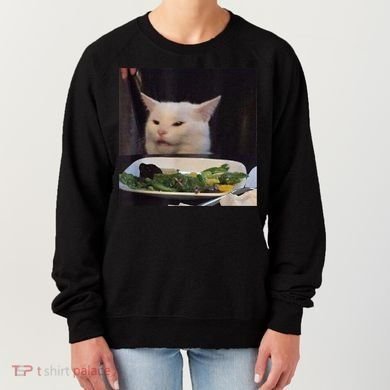 Dinner Table Cat Meme Funny Internet Yelling Confused Gift TShirt Women's Sweatshirt