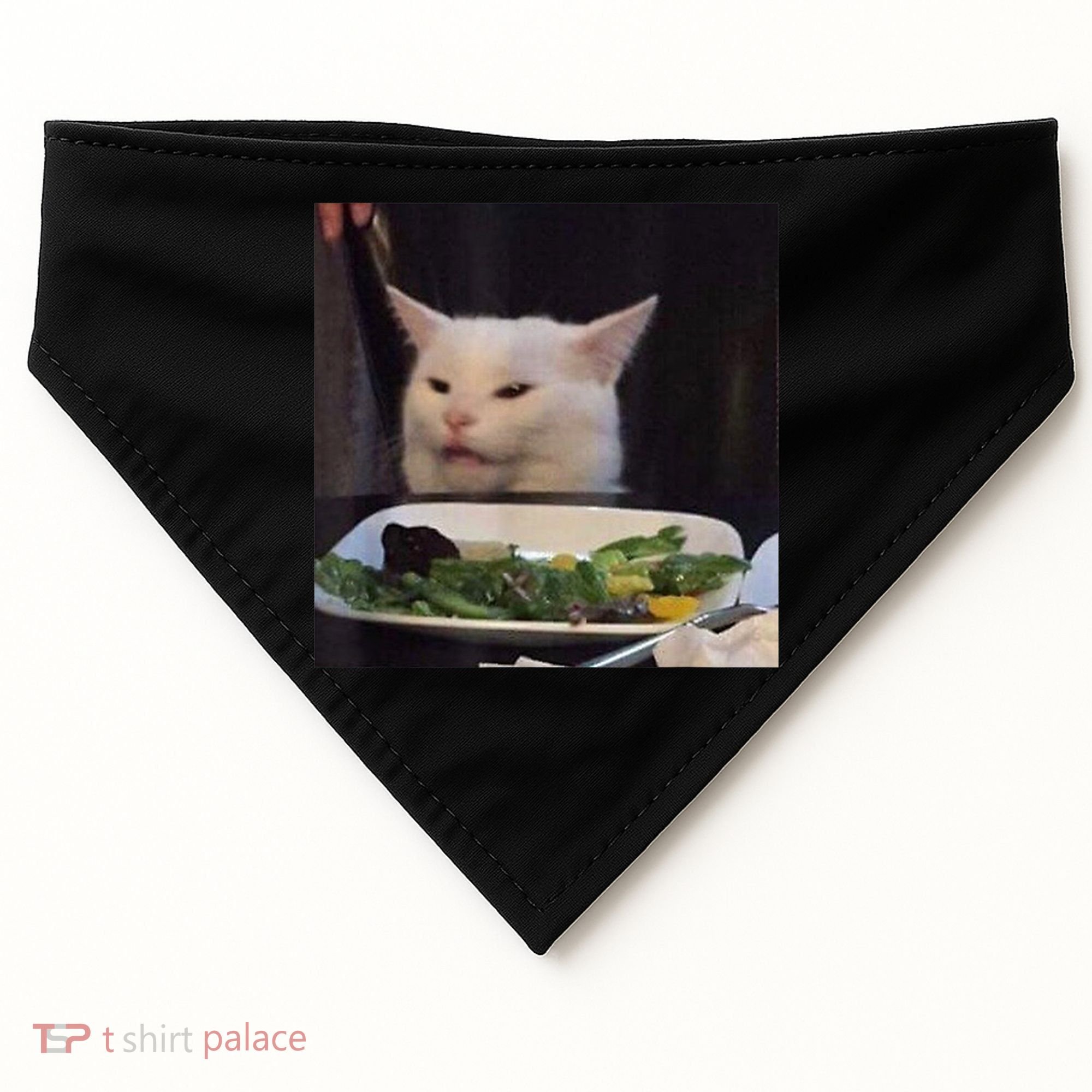 Dinner Table Cat Meme Funny Internet Yelling Confused Gift TShirt USA-Made Doggie Bandana