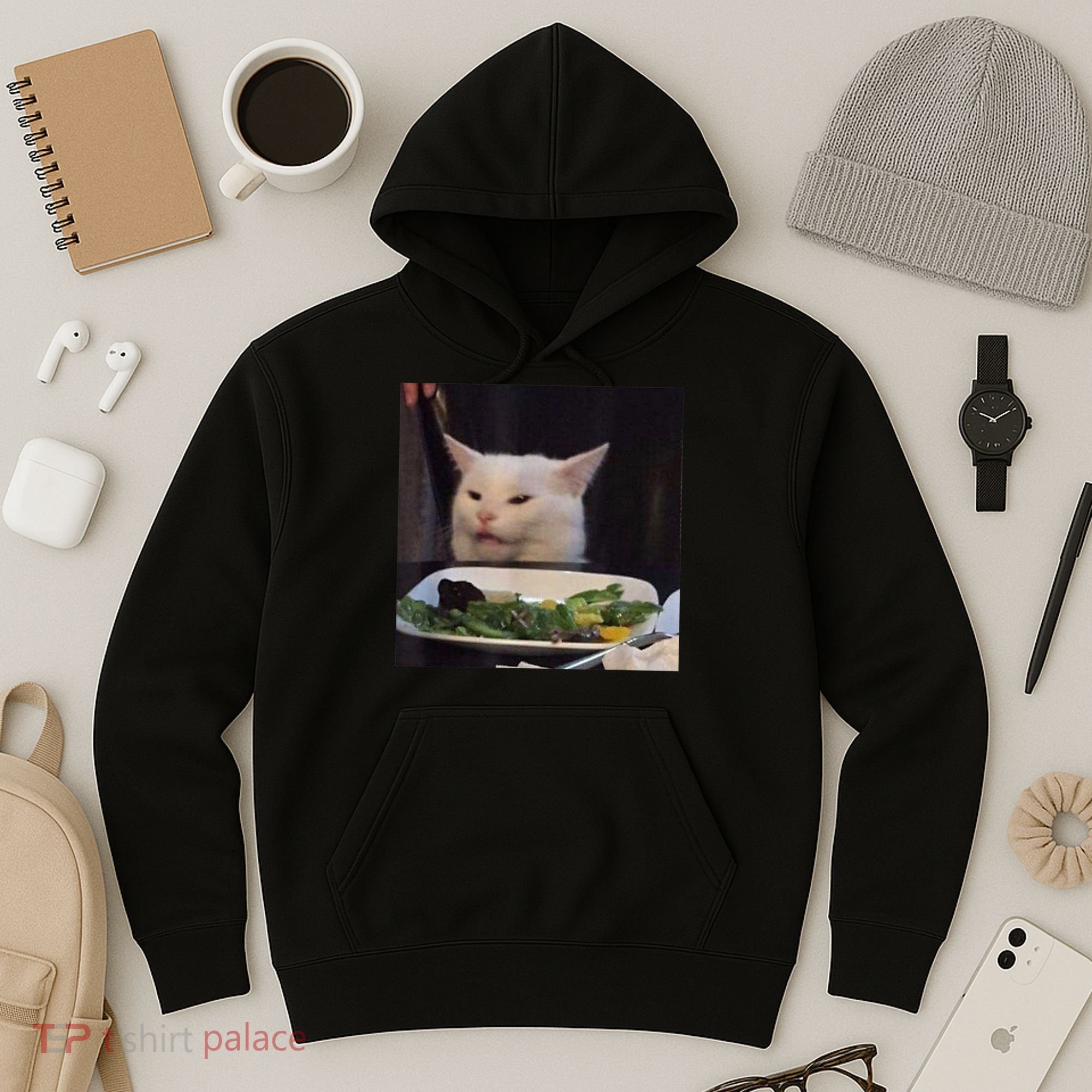 Dinner Table Cat Meme Funny Internet Yelling Confused Gift TShirt Hoodie