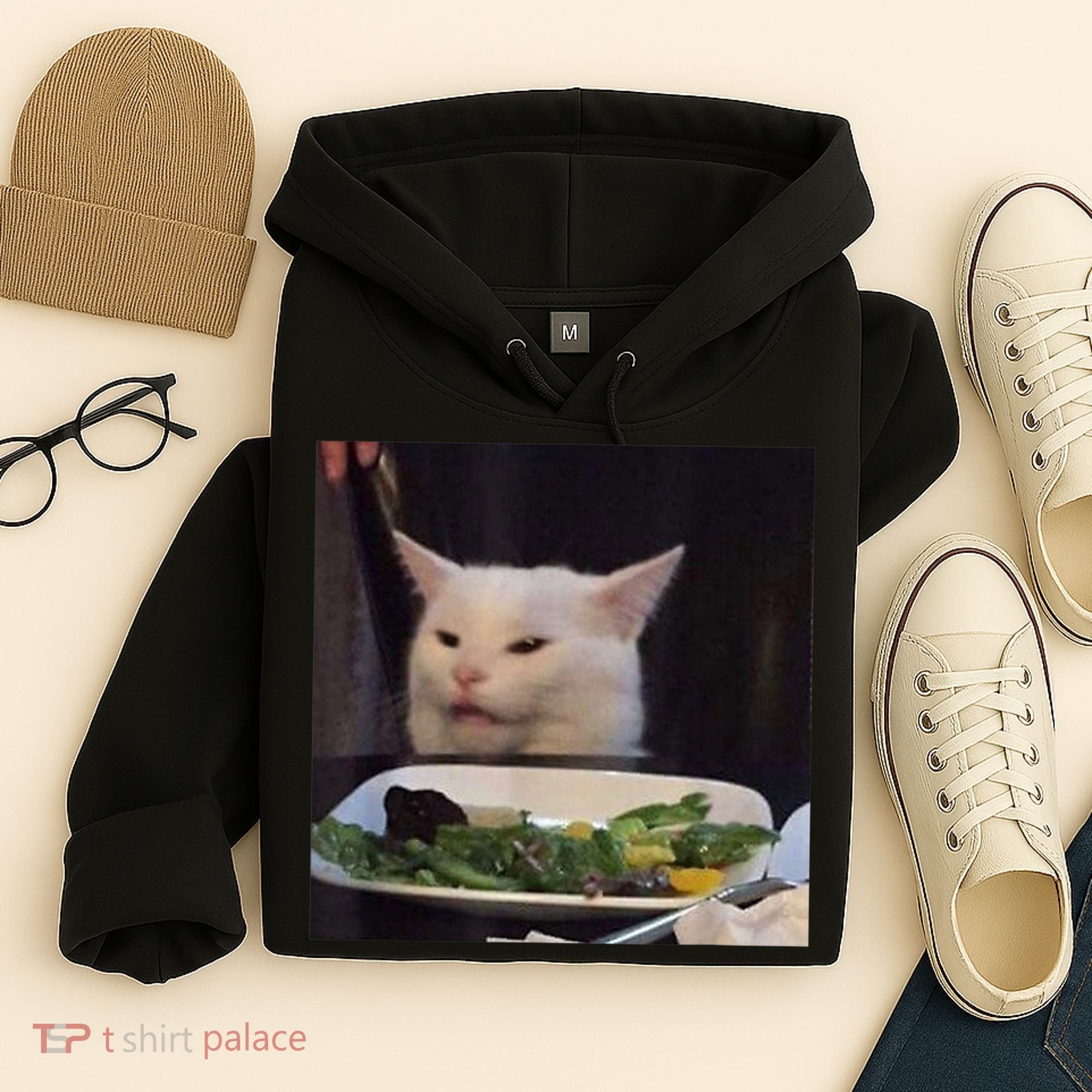 Dinner Table Cat Meme Funny Internet Yelling Confused Gift TShirt Hoodie