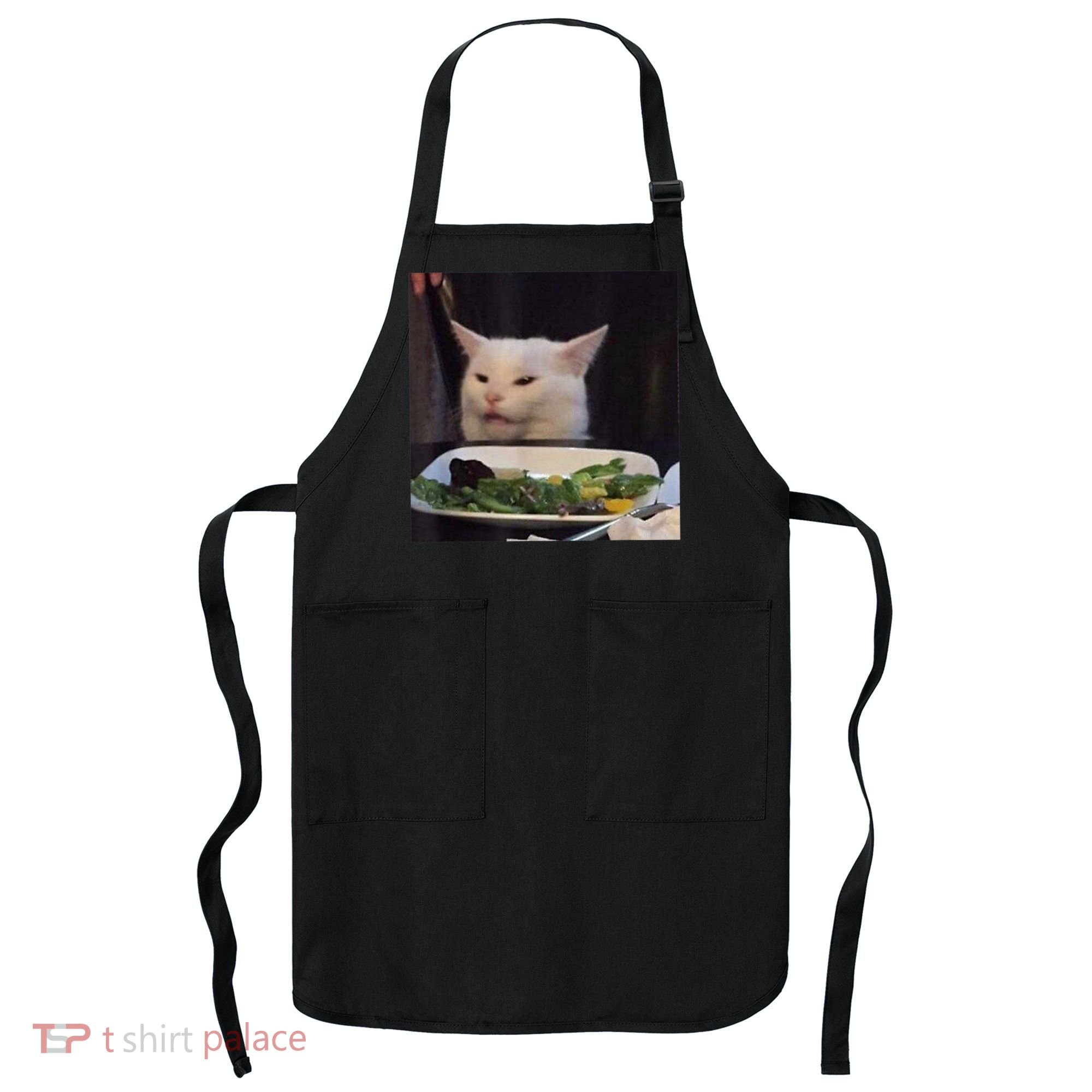 Dinner Table Cat Meme Funny Internet Yelling Confused Gift TShirt Apron