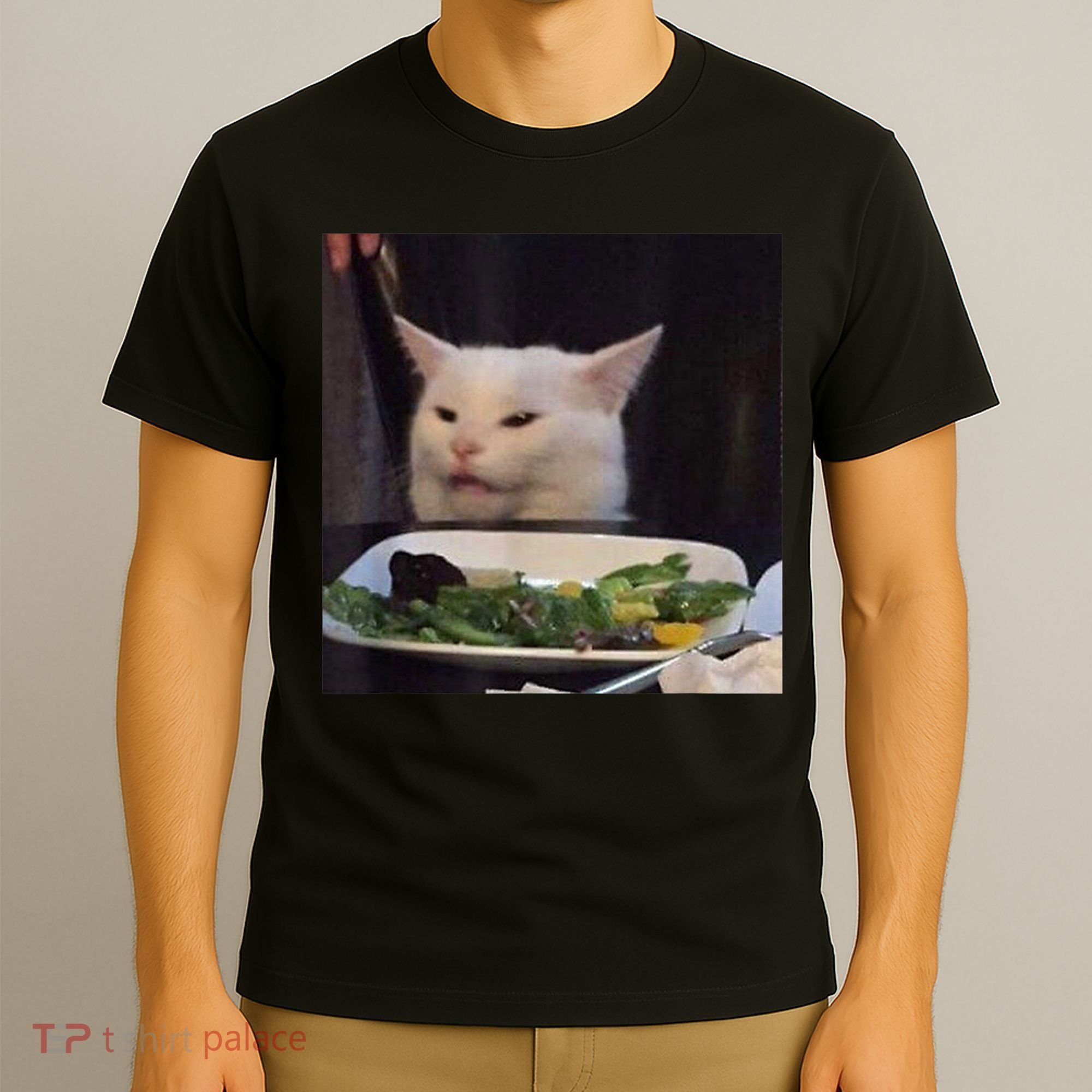 Dinner Table Cat Meme Funny Internet Yelling Confused Gift TShirt T-Shirt