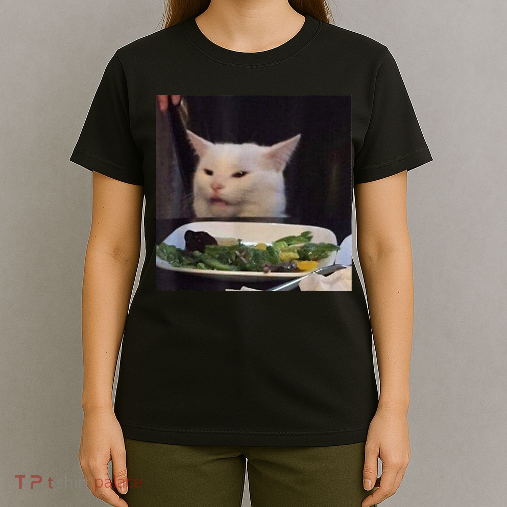 Dinner Table Cat Meme Funny Internet Yelling Confused Gift TShirt T-Shirt