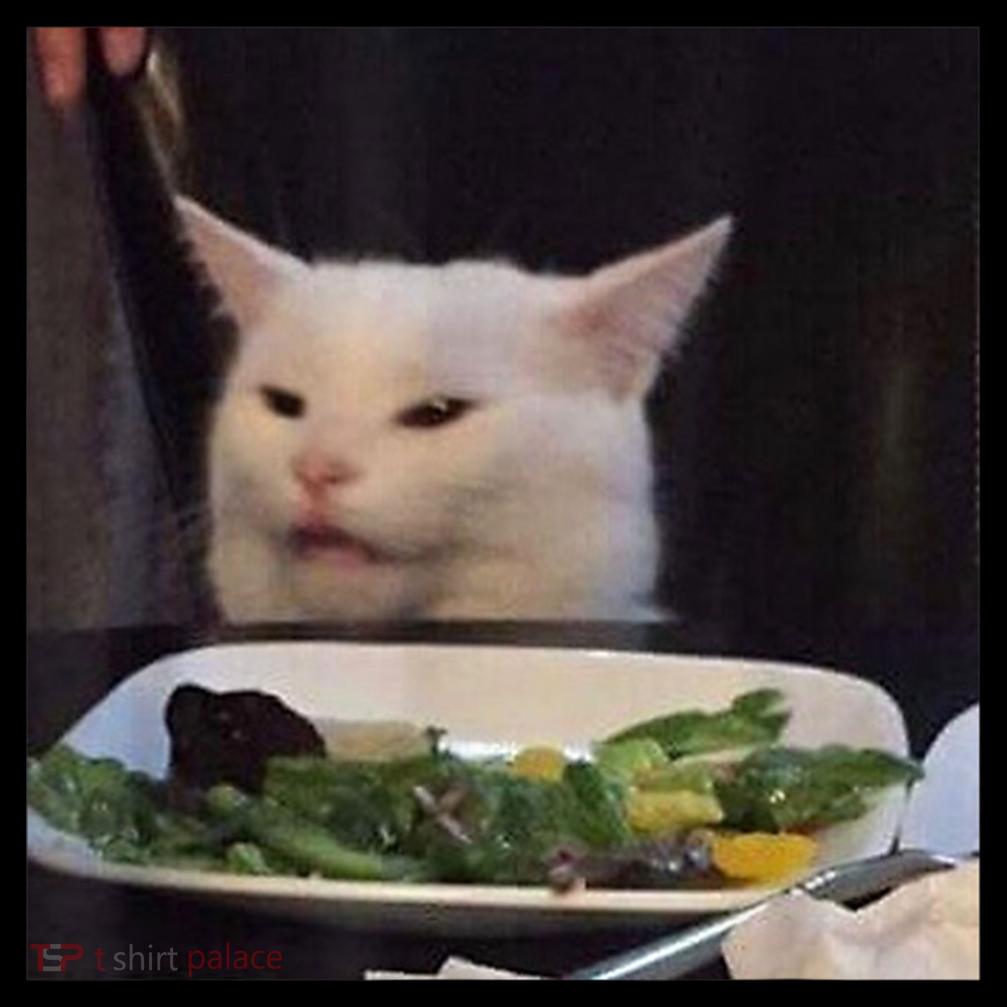 Dinner Table Cat Meme Funny Internet Yelling Confused Gift TShirt Backpack
